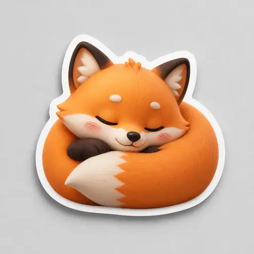 Sleepy fox mascot sticker