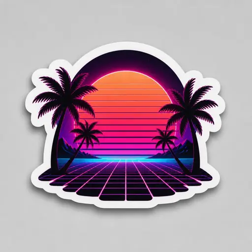 Vaporwave sunset sticker